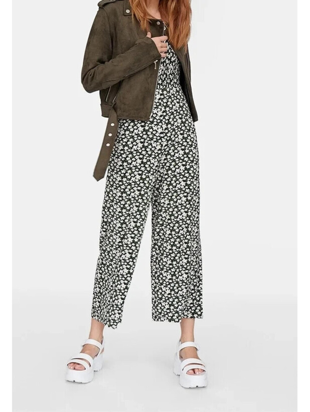 Stradivarius Jumpsuit Romper size SMALL Floral Pants